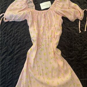 Faithfull the Brand Light Pink Floral Dress